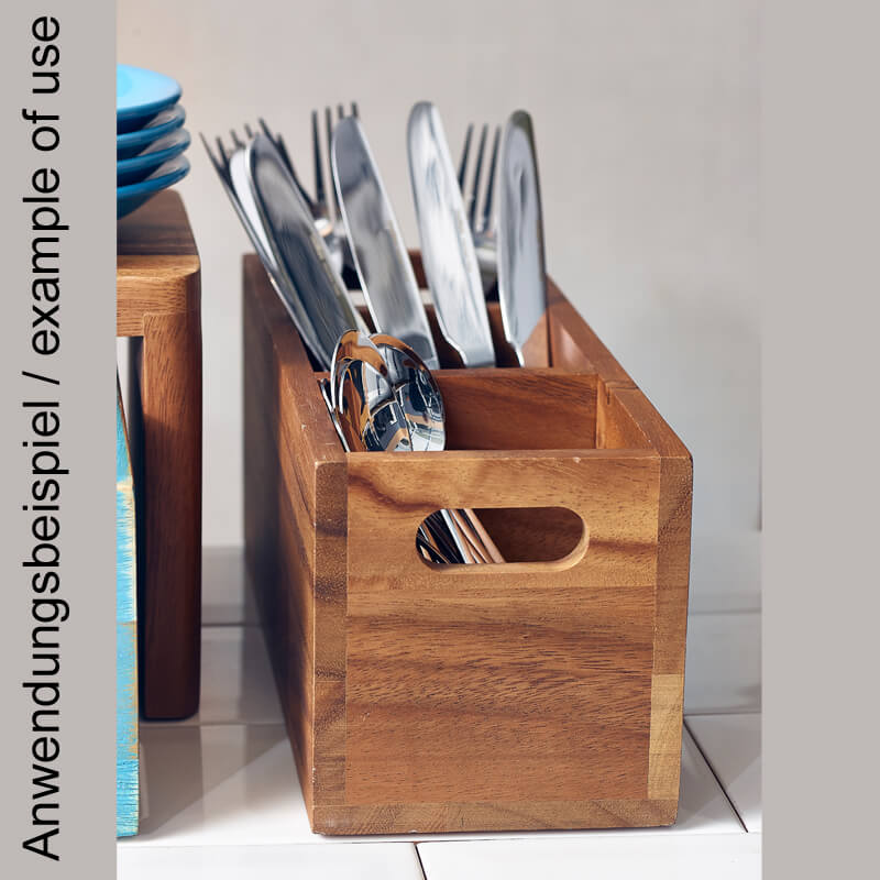 Besteckhalter mit 3 Fächern, Akazienholz - 30x11x11,5cm Besteckhalter mit 3 Fächern, Akazienholz - 30x11x11,5cm