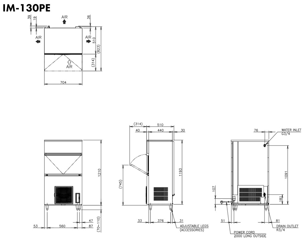Hoshizaki IM-130PE - Standard Würfel (28 x 28 x 32mm) 116kg Hoshizaki IM-130PE - Standard Würfel (28 x 28 x 32mm) 116kg