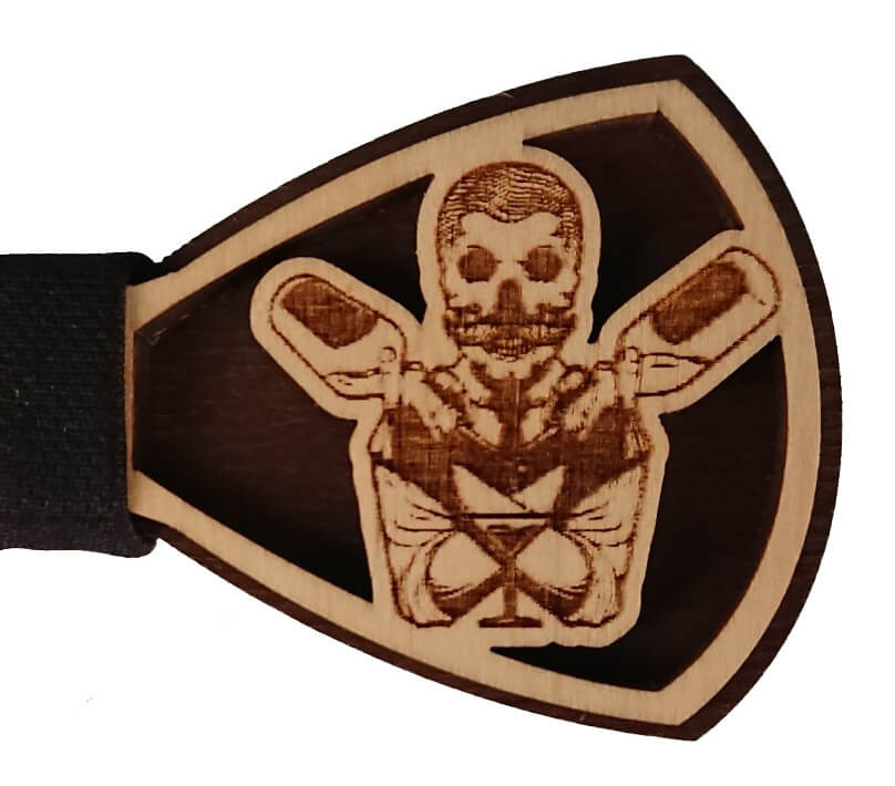 Holzfliege Barstuff, Motiv Bartender Skull - 12cm