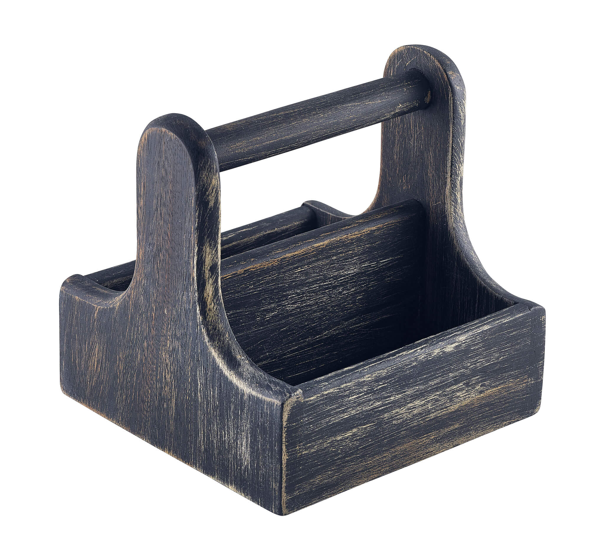Table Caddy / Bar Organizer, Holz, schwarz - 15x15,3x15cm