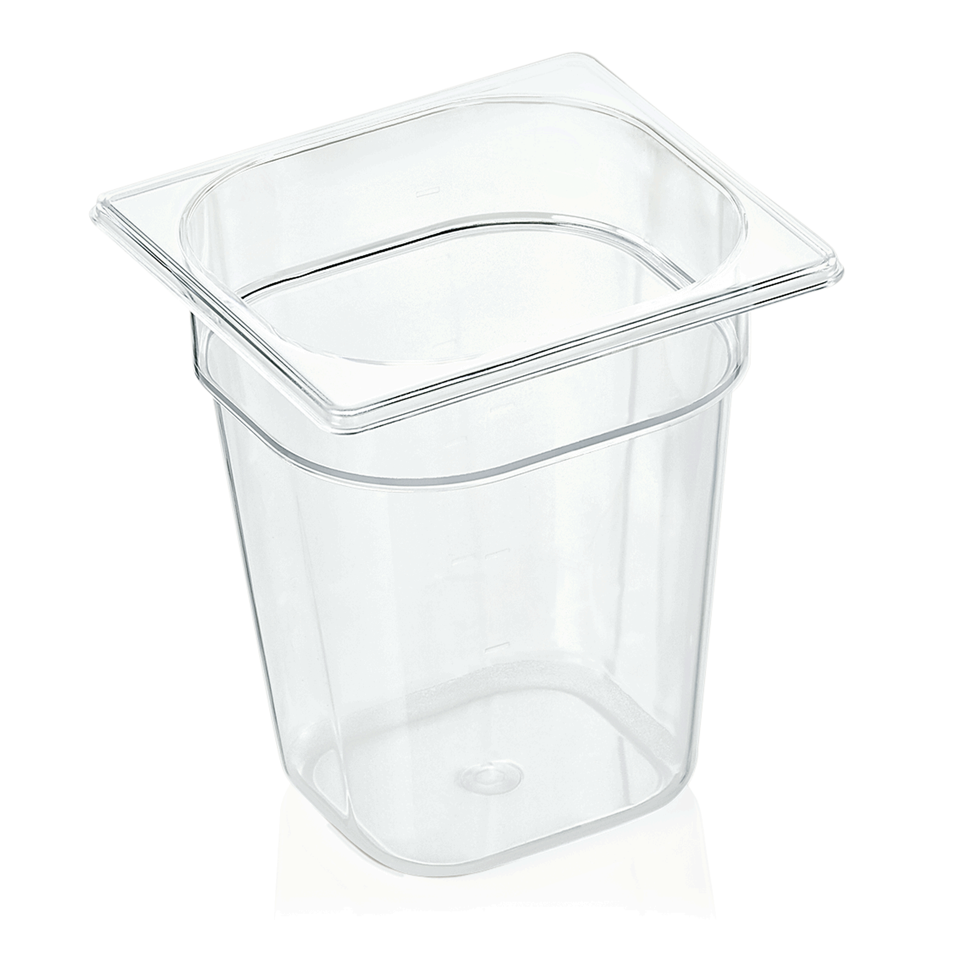GN 1/6 Behälter mit Skalierung, Polycarbonat transparent - H 20cm (Serie GN 94) GN 1/6 Behälter mit Skalierung, Polycarbonat transparent - H 20cm (Serie GN 94)