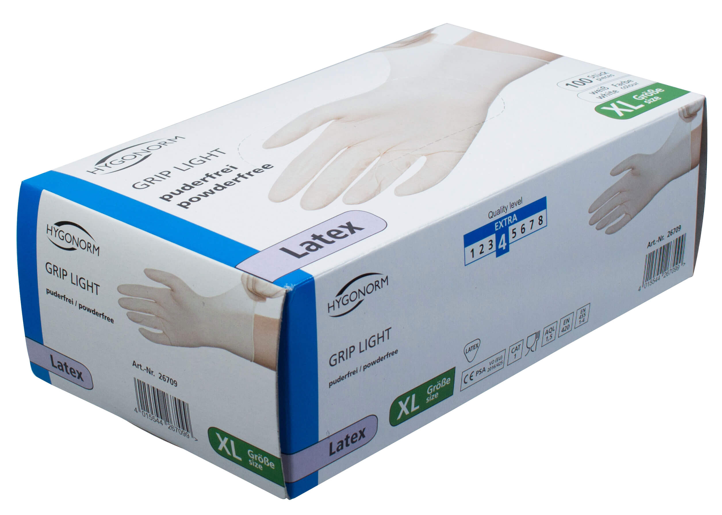 Latex-Handschuhe weiß, puderfrei - XL (100 Stk.)