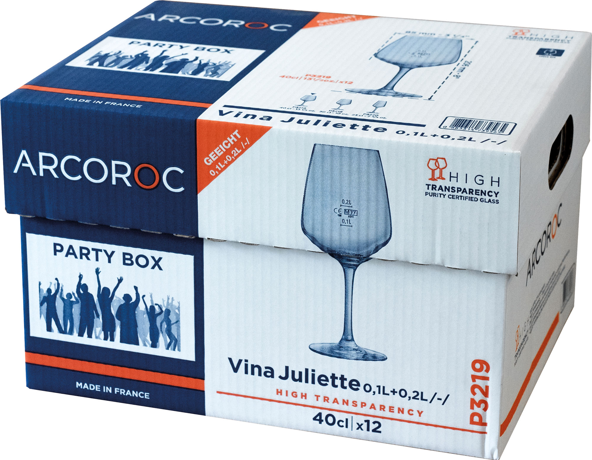 Weinglas Vina Juliette, Arcoroc - 400ml, 0,1+0,2l Eiche (1 Stk.)