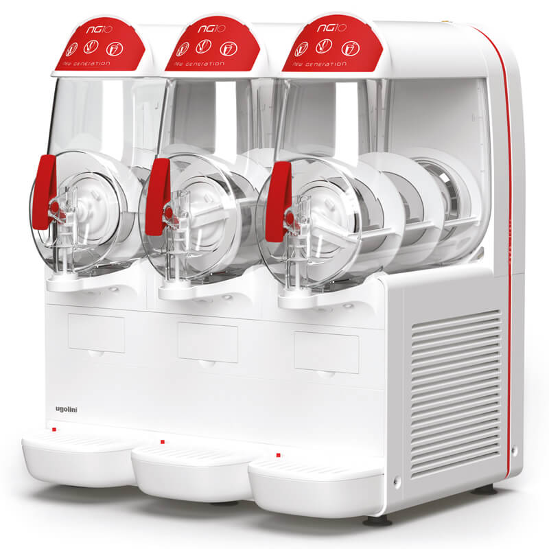Slusheis Maschine Granitor® NG Easy 10-3 white R290 wassergekühlt, 3 x 10 Liter Behälter Slusheis Maschine Granitor® NG Easy 10-3 white R290 wassergekühlt, 3 x 10 Liter Behälter