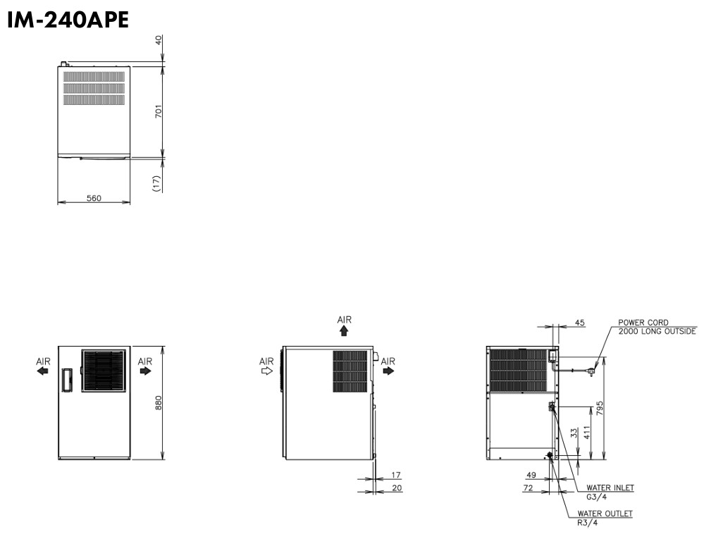 Hoshizaki IM-240APE - Standard Würfel (28 x 28 x 32mm) 185kg