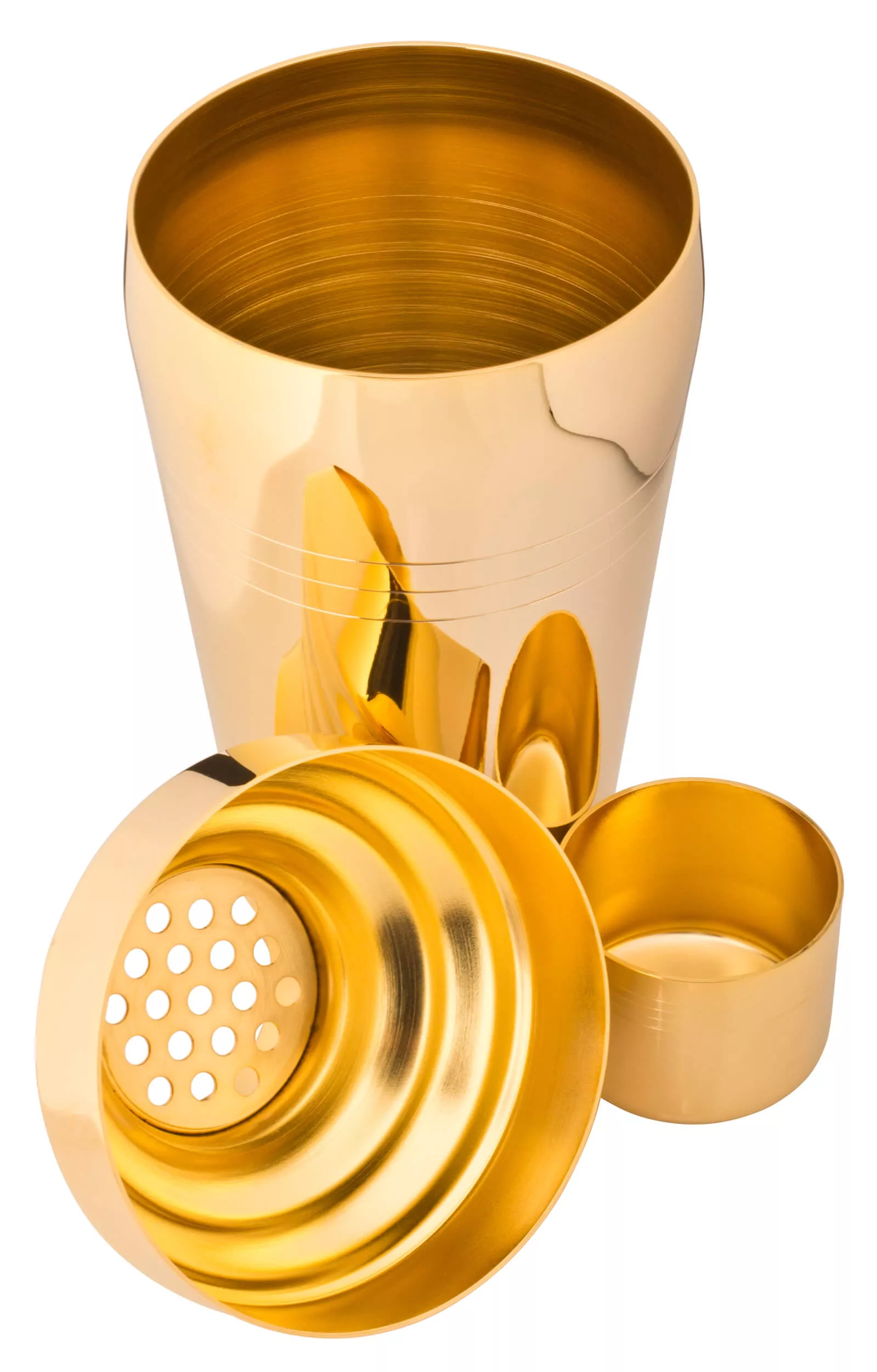 3-tlg. Cocktail Shaker Yukiwa Baron, goldfarben - 510ml 3-tlg. Cocktail Shaker Yukiwa Baron, goldfarben - 510ml