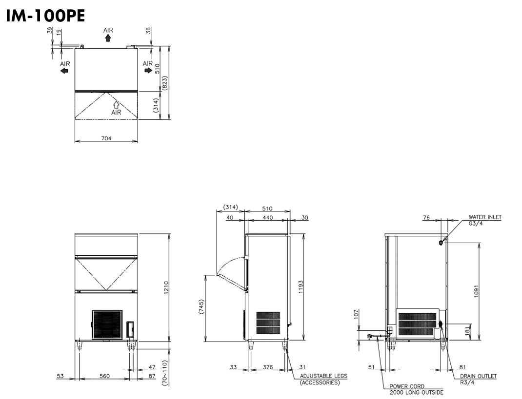 Hoshizaki IM-100PE - Standard Würfel (28 x 28 x 32mm) 105kg Hoshizaki IM-100PE - Standard Würfel (28 x 28 x 32mm) 105kg