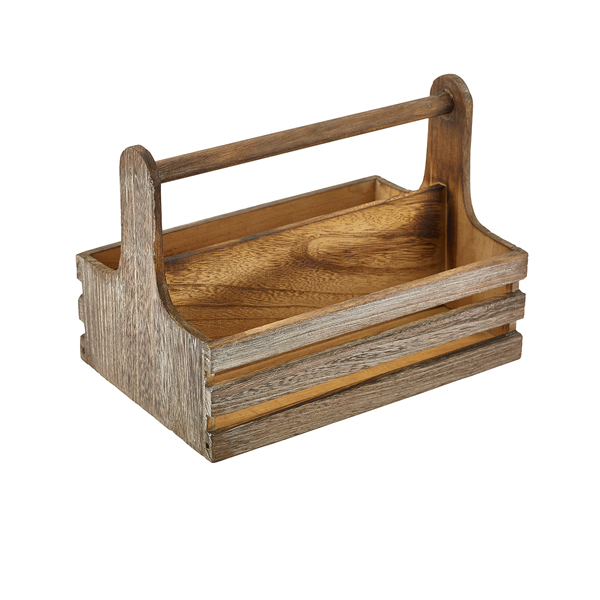 Rustikaler Table Caddy, Holz - 24,5x16,5x18cm Rustikaler Table Caddy, Holz - 24,5x16,5x18cm