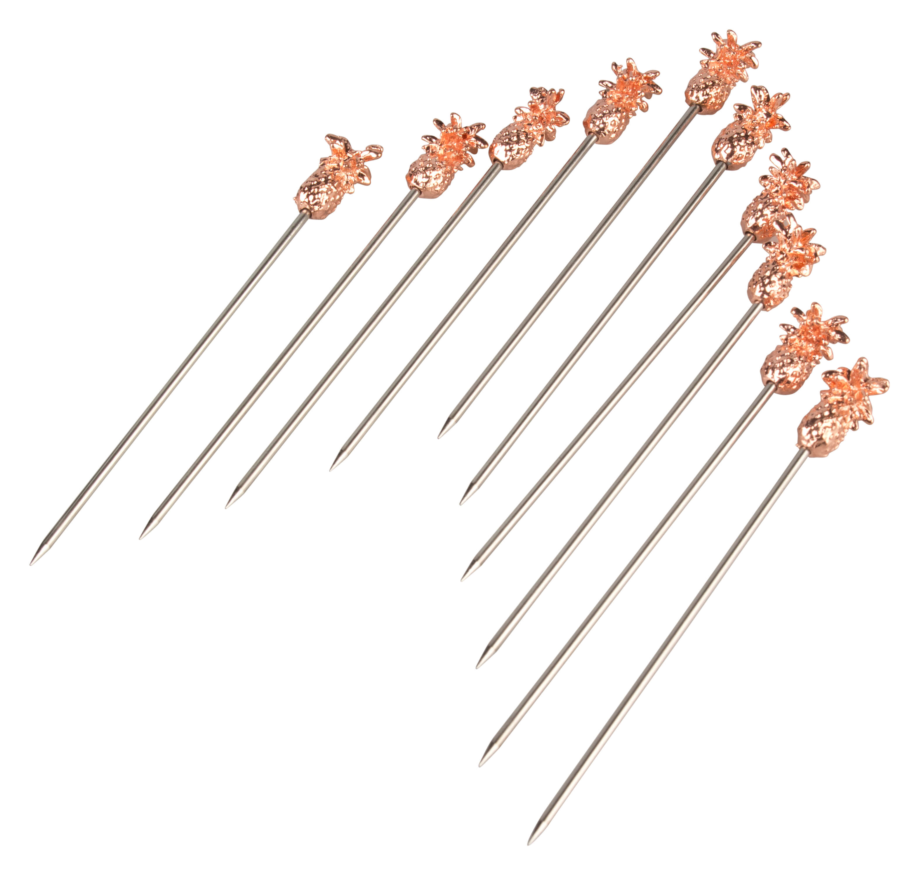 Cocktailspieße Ananas, Metall kupferfarben - 11,6cm (10 Stk.)