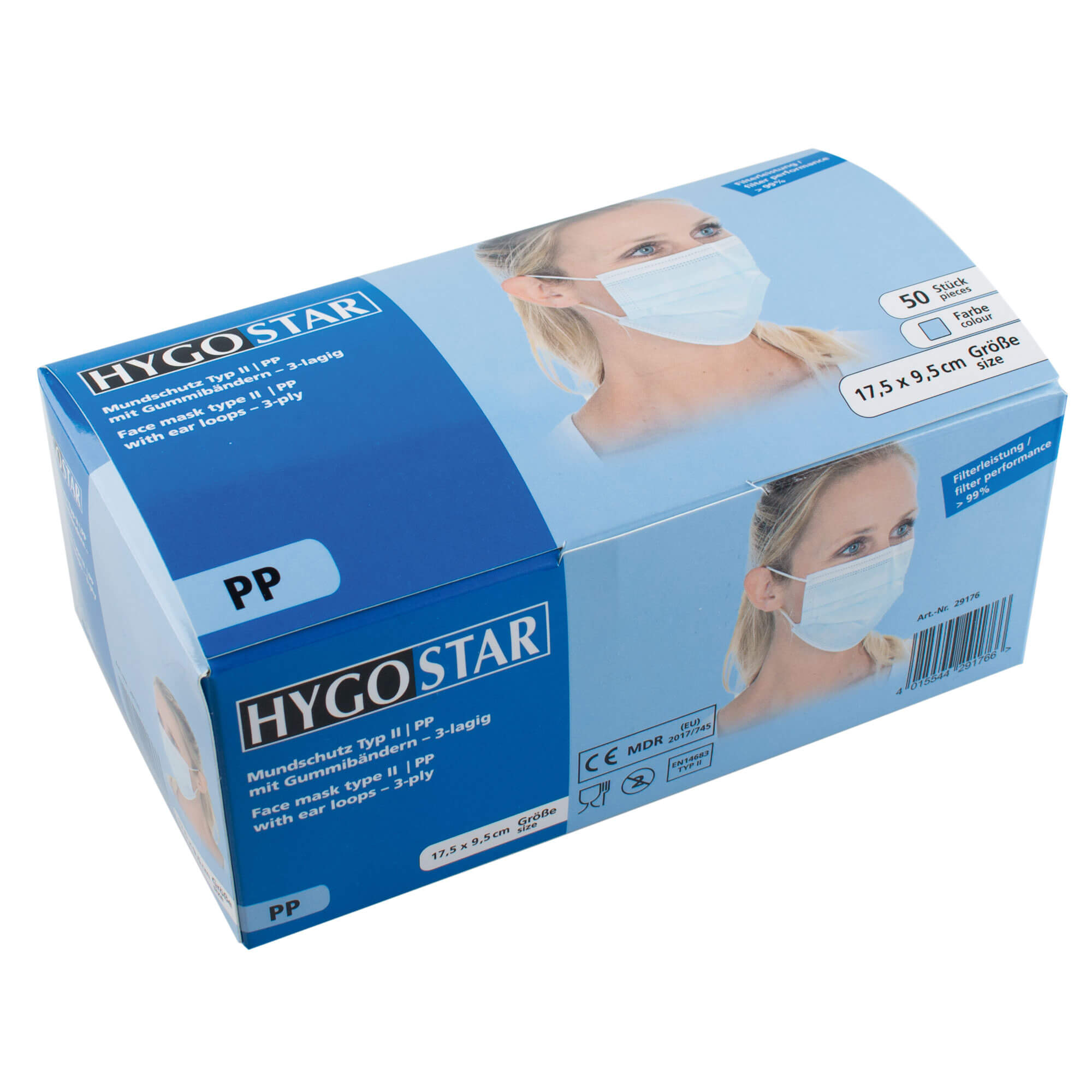 Mundschutz / OP -Maske, 3 lagig, Typ II (99%), PP - blau (50 Stk.)