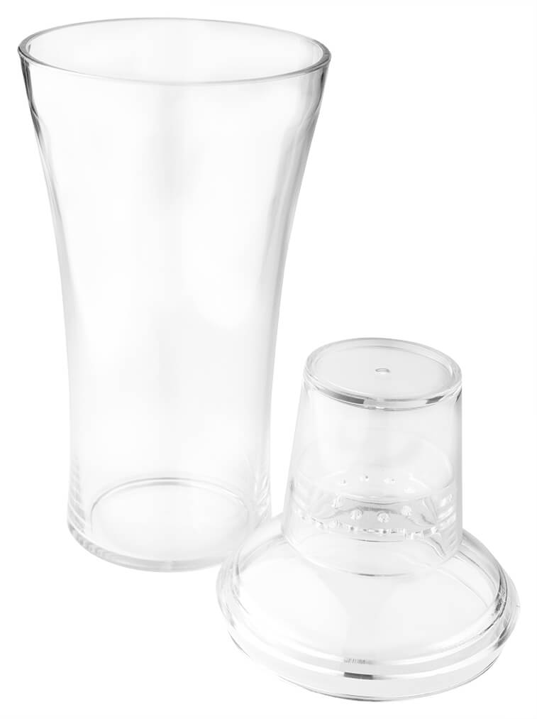 3-tlg. Cocktail Shaker, transparent - Kunststoff (600ml)