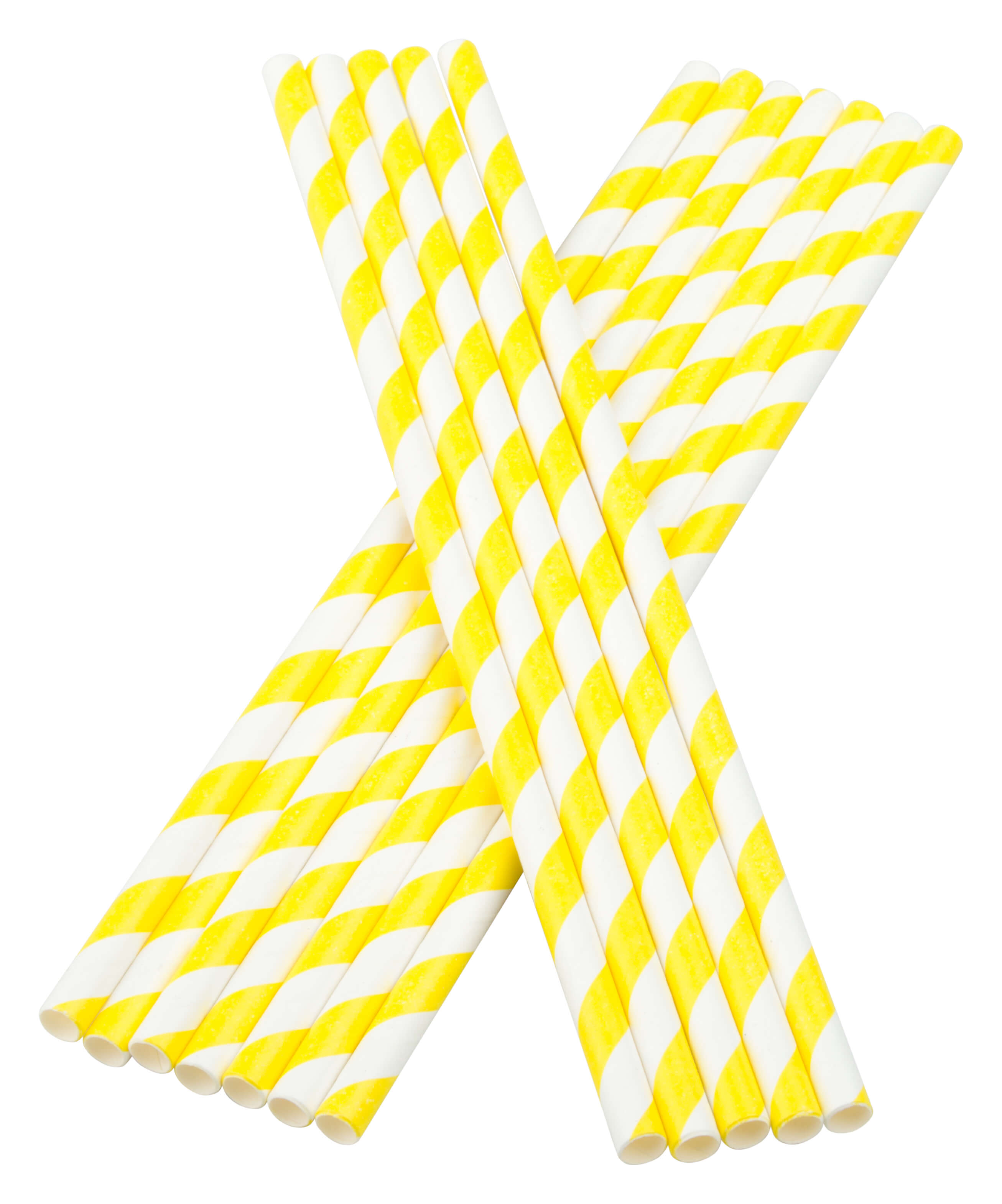 Trinkhalme, Papier (6x195mm), Streifen (gelb-weiß) - 100 Stk.