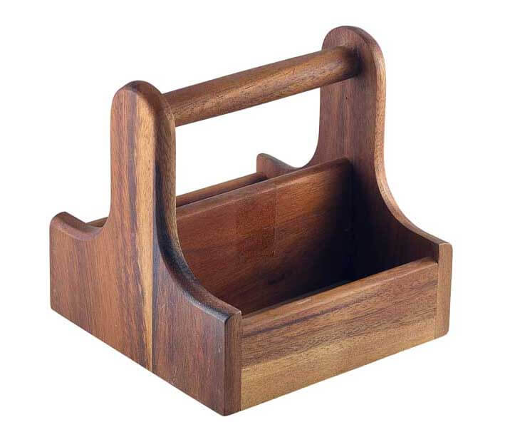 Table Caddy / Bar Organizer, Holz dunkel - 15x15,3x15cm