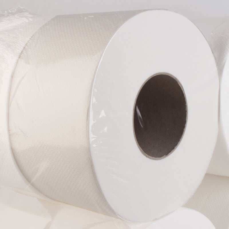 Jumbo Toilettenpapier, Zellstoff, 2-lagig - weiß (12 Rollen) Jumbo Toilettenpapier, Zellstoff, 2-lagig - weiß (12 Rollen)