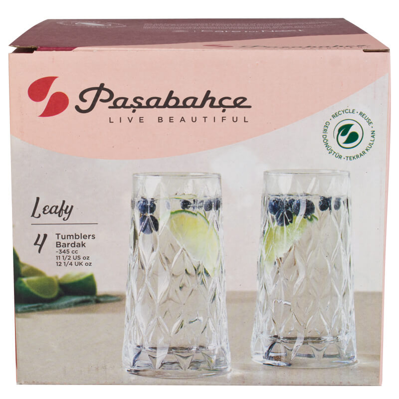 Longdrinkglas Leafy, Pasabahce - 345ml (4 Stk.)