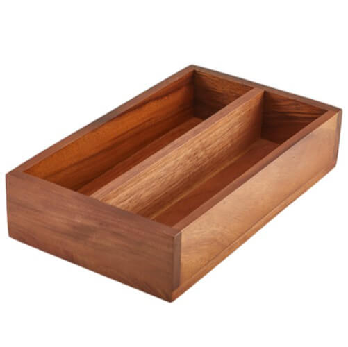 Besteckkasten mit 2 Fächern, Akazienholz - 27,5x16,5x6cm Besteckkasten mit 2 Fächern, Akazienholz - 27,5x16,5x6cm