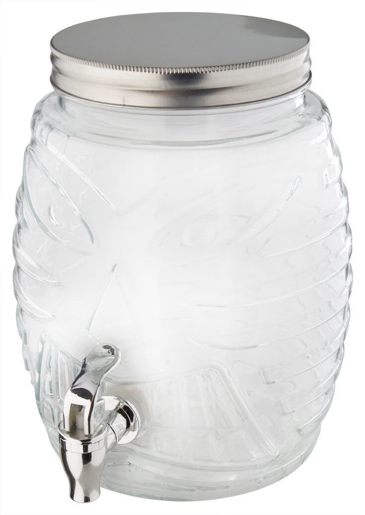 Getränkespender Tiki, Glas, mit Zapfhahn und Deckel - 5,0l Getränkespender Tiki, Glas, mit Zapfhahn und Deckel - 5,0l
