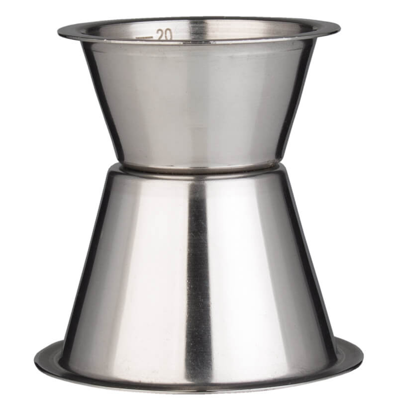 Doppelmessbecher 20/40ml, Skalierung - Edelstahl Doppelmessbecher 20/40ml, Skalierung - Edelstahl