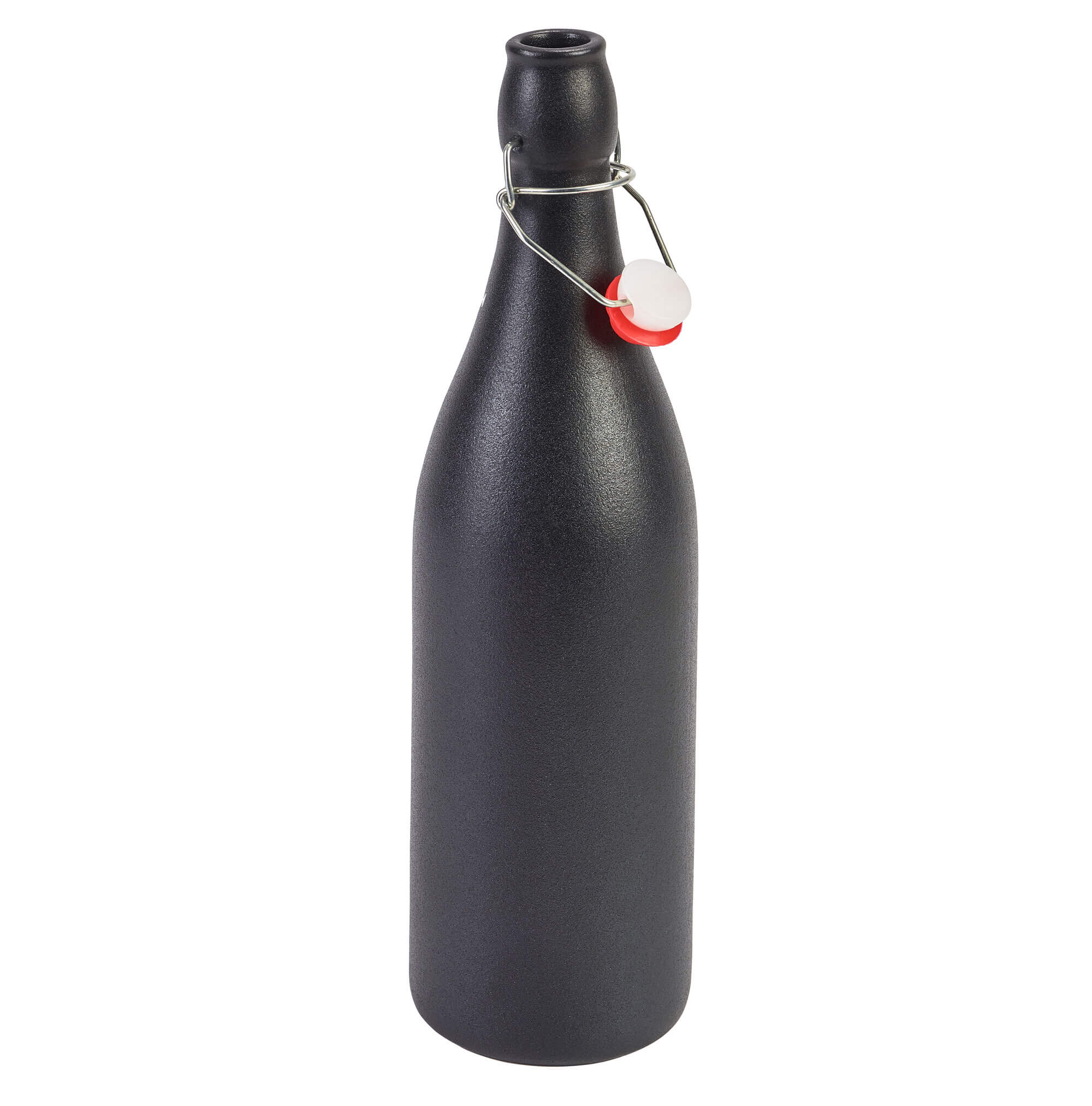 Bügelflasche Steingut, schwarz - 1,0l (6 Stk.)