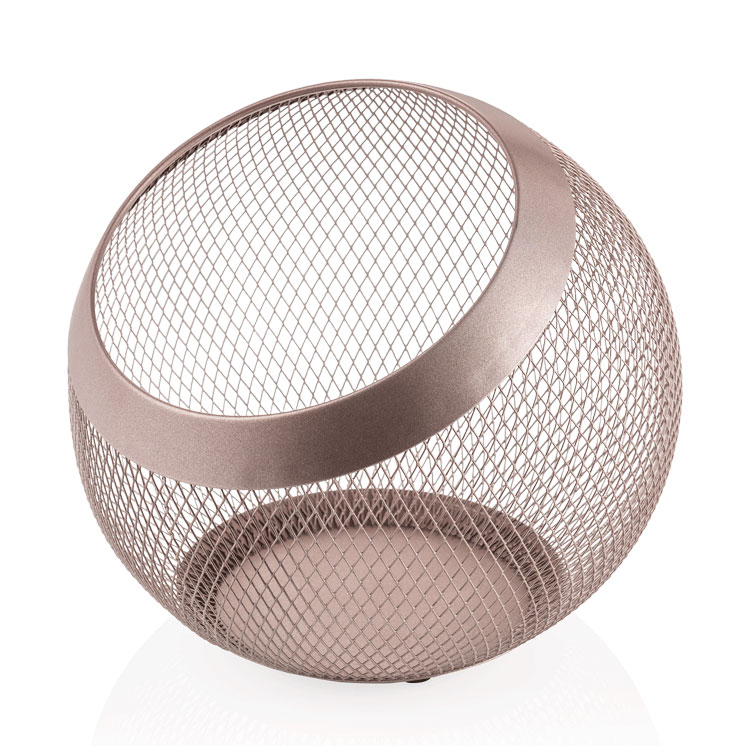 Metallkorb rosé kupferfarben, Kugelform - 24x24cm