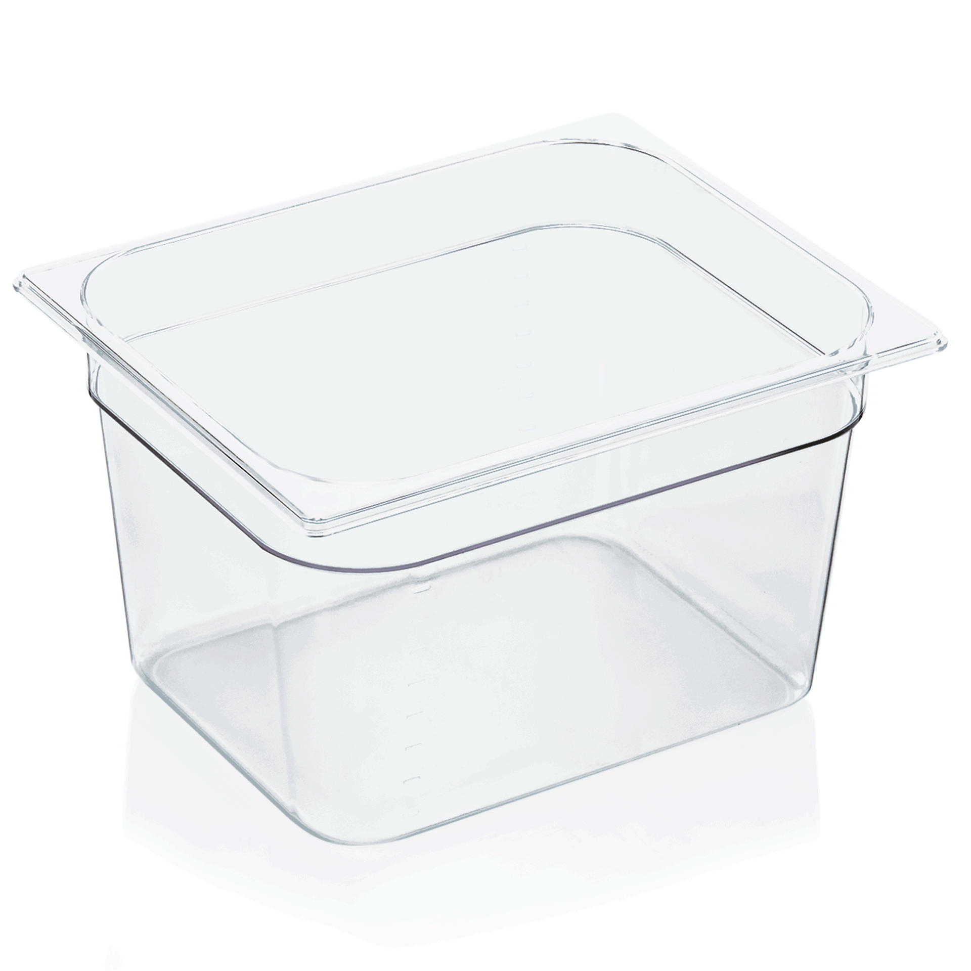 GN 1/2 Behälter mit Skalierung, Polycarbonat transparent - H 20cm (Serie GN 94) GN 1/2 Behälter mit Skalierung, Polycarbonat transparent - H 20cm (Serie GN 94)