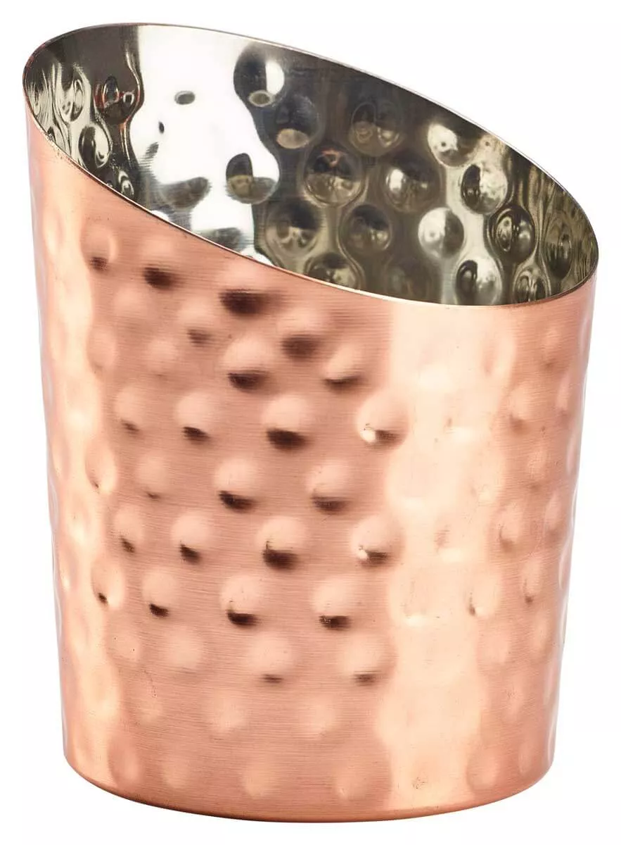 Becher, Schrägschnitt, gehämmert, kupferfarben - Edelstahl (11,6cm) Becher, Schrägschnitt, gehämmert, kupferfarben - Edelstahl (11,6cm)