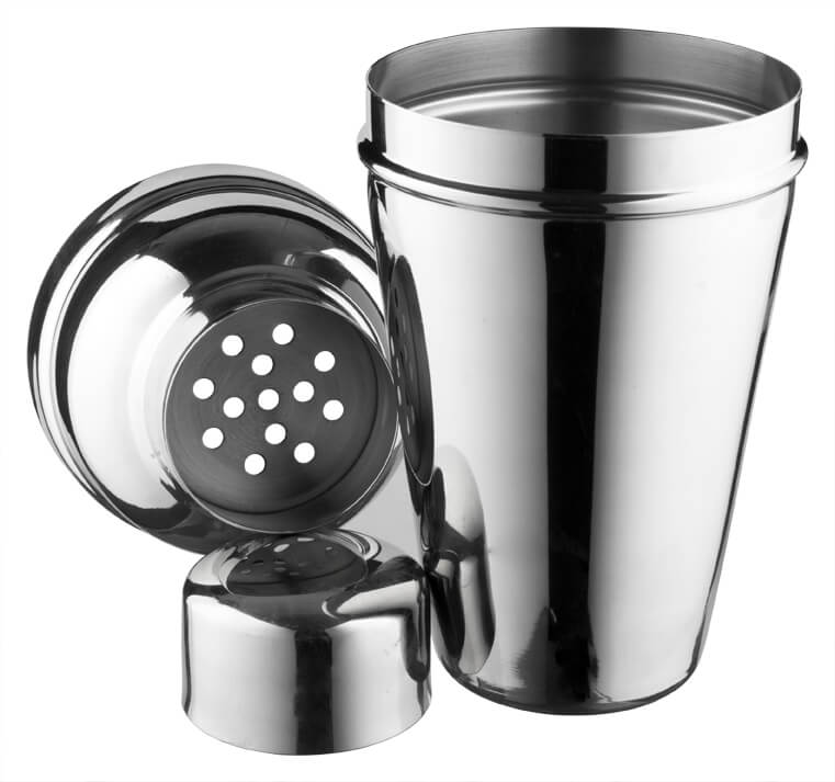 Cocktail Shaker, Edelstahl glänzend, dreiteilig (500ml)