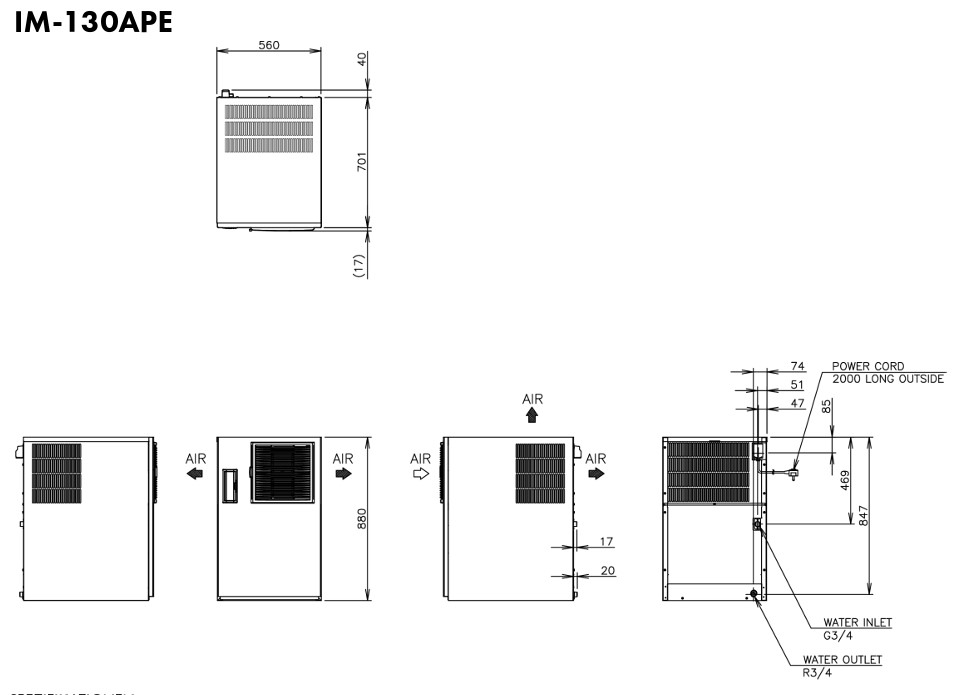 Hoshizaki IM-130APE - Standard Würfel (28 x 28 x 32mm) 102kg Hoshizaki IM-130APE - Standard Würfel (28 x 28 x 32mm) 102kg