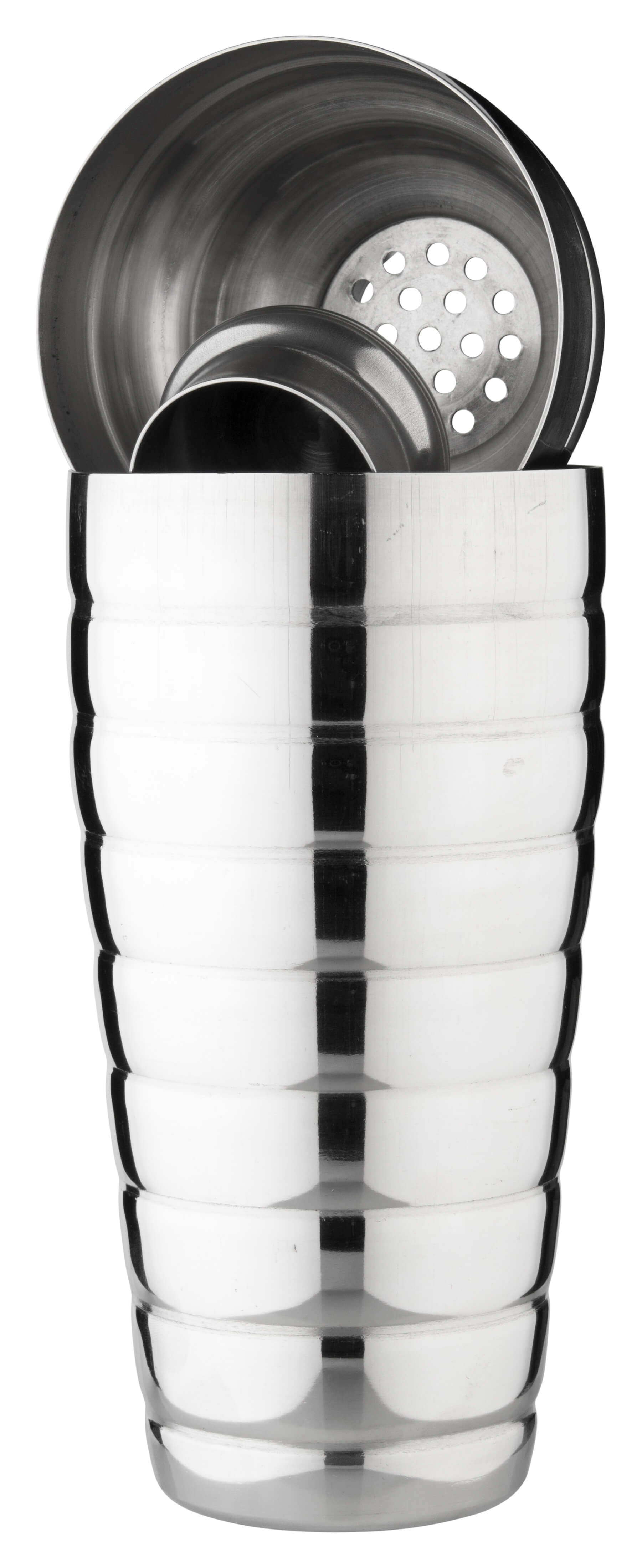 3-tlg. Cocktail Shaker, gerillt - Edelstahl (700ml)