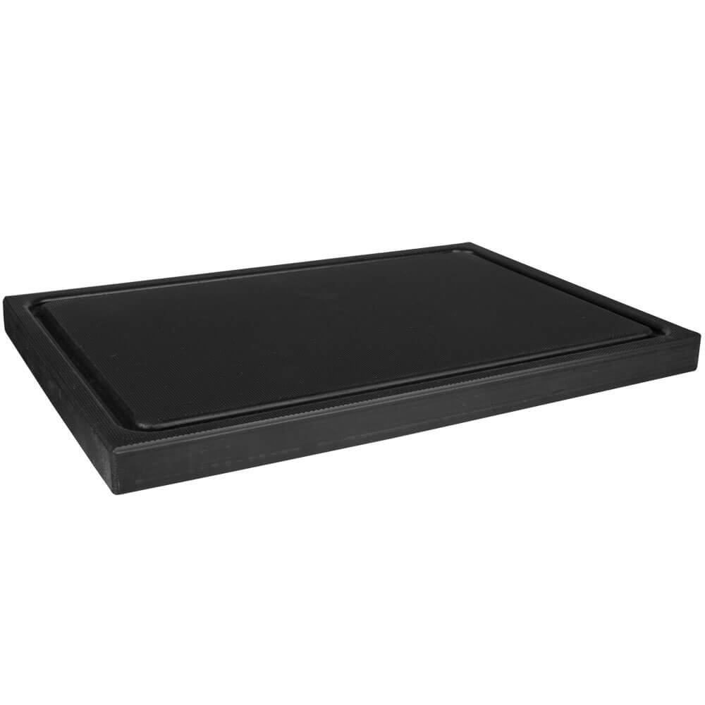 Schneidebrett mit Saftrille, HDPE schwarz, Prime Bar - 30x20x2cm Schneidebrett mit Saftrille, HDPE schwarz, Prime Bar - 30x20x2cm