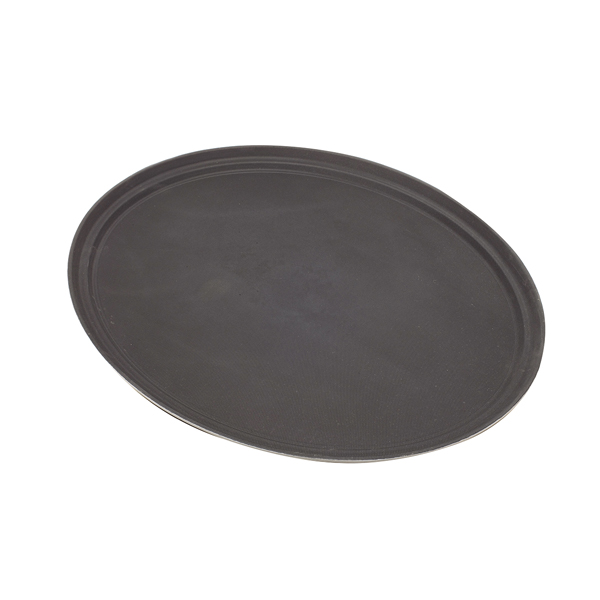 Serviertablett oval, Polypropylen rutschfest, schwarz - 56,5x68,6cm