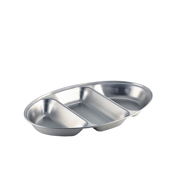 Menüteller oval, Edelstahl, 35x21cm - 3 Fächer Menüteller oval, Edelstahl, 35x21cm - 3 Fächer