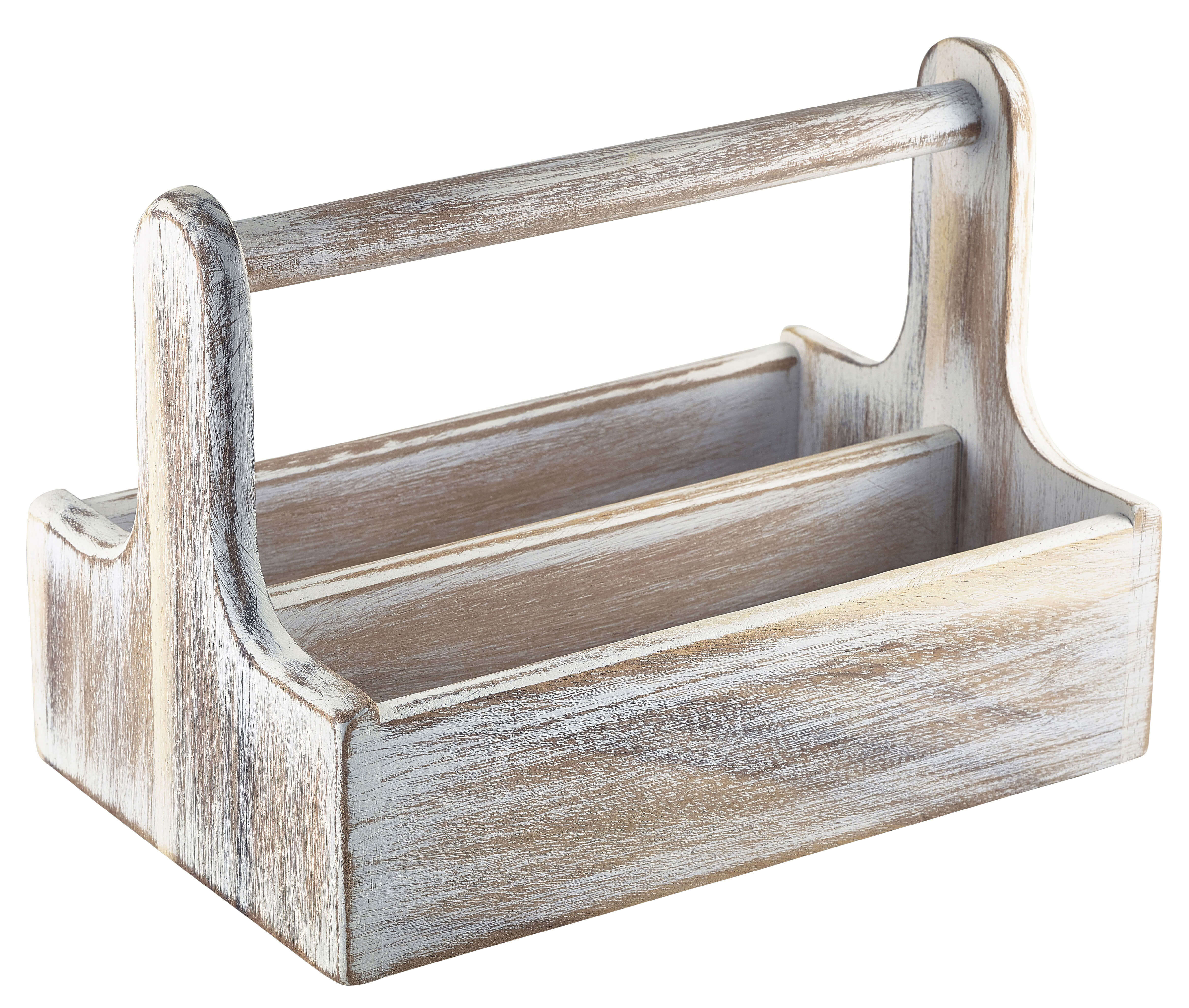 Table Caddy / Bar Organizer, Holz, weiß - 25x15,7x18cm