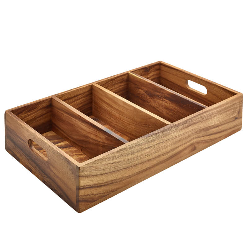 Besteckkasten mit 4 Fächern, Akazienholz - 53x32,5x10cm (GN 1/1) Besteckkasten mit 4 Fächern, Akazienholz - 53x32,5x10cm (GN 1/1)