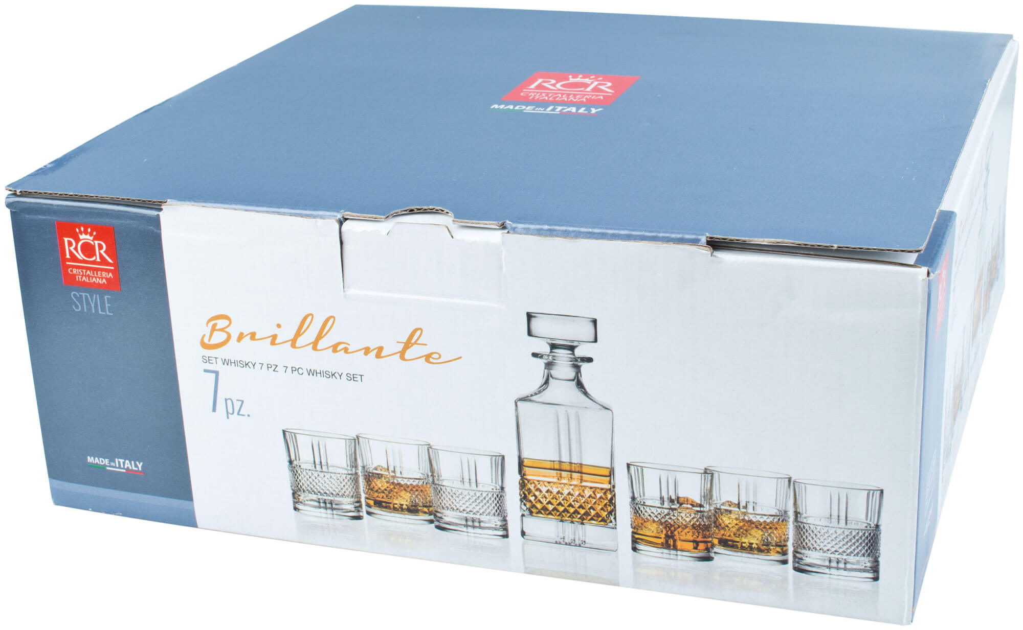 Whisky Set Brillante, RCR - 1 Karaffe + 6 Tumbler