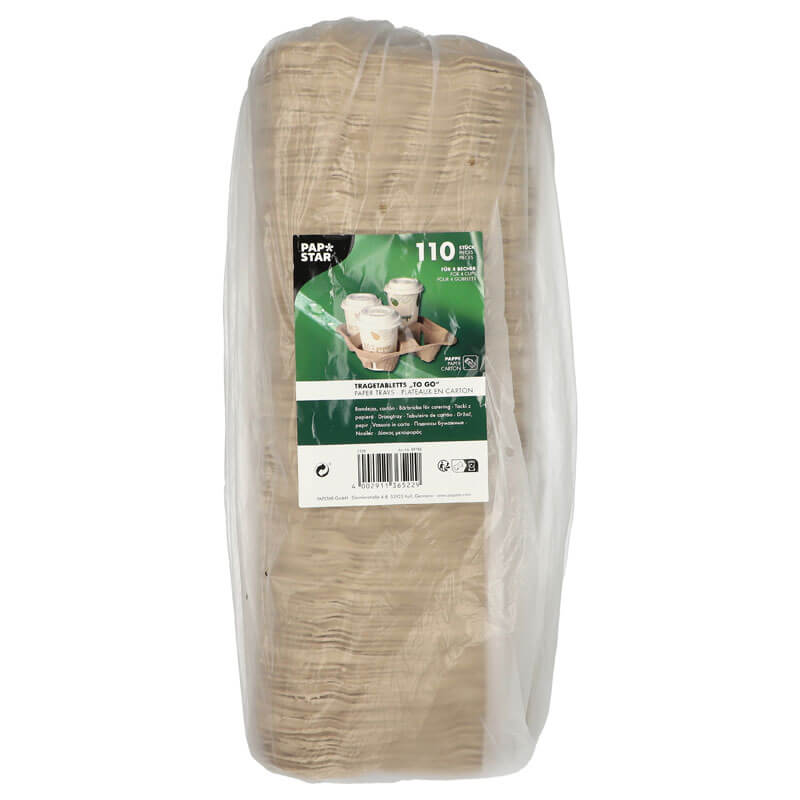 Tragetablett Pappe 4,7x22,4x22,4cm - für 4 Becher (110 Stk.) Tragetablett Pappe 4,7x22,4x22,4cm - für 4 Becher (110 Stk.)