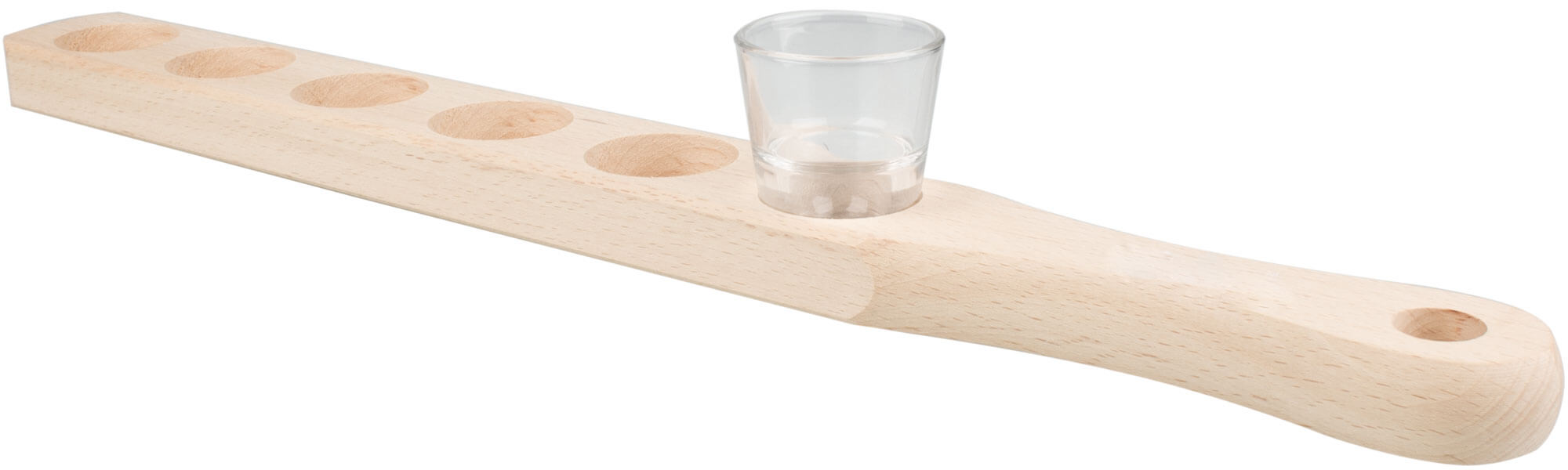 Schnapslatte Holz, 50,5cm - inkl. 12 Shotgläser