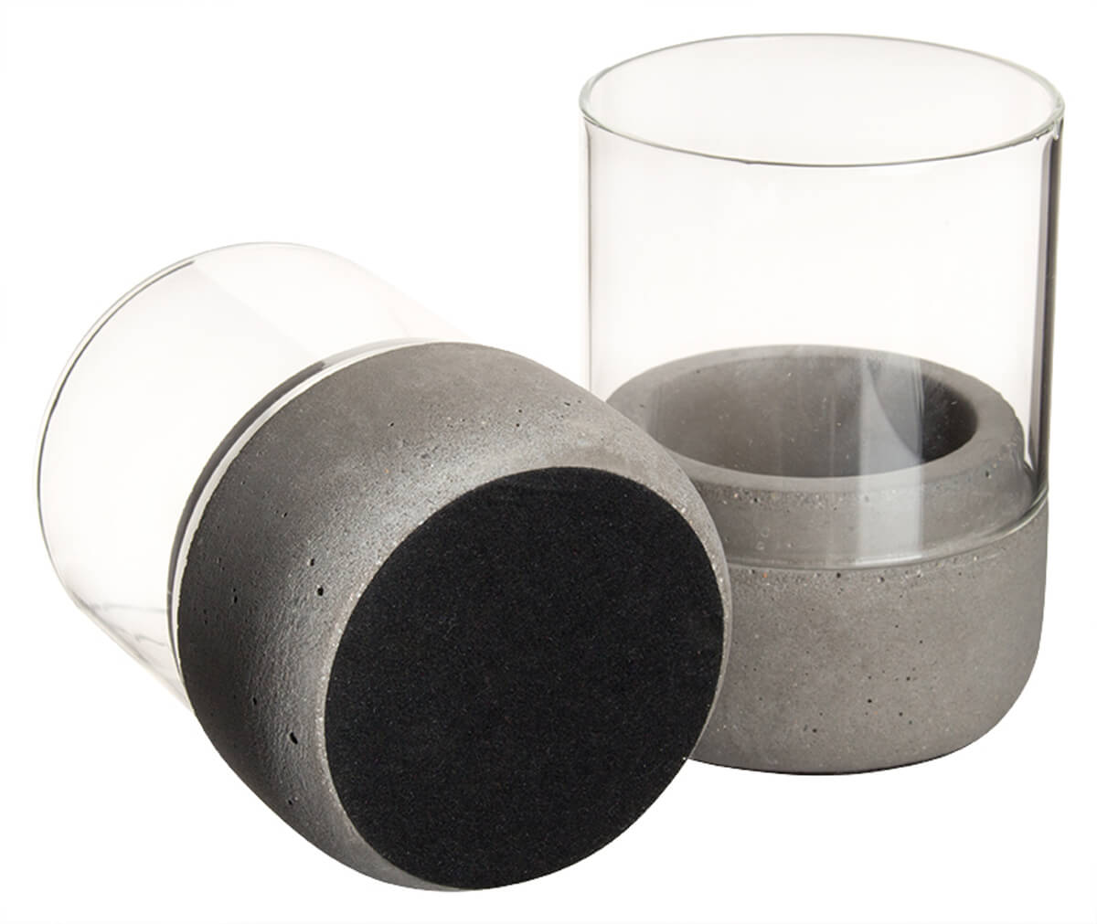 Kerzenhalter / Windlicht, Beton und Glas - 8x6cm (2 Stk.)