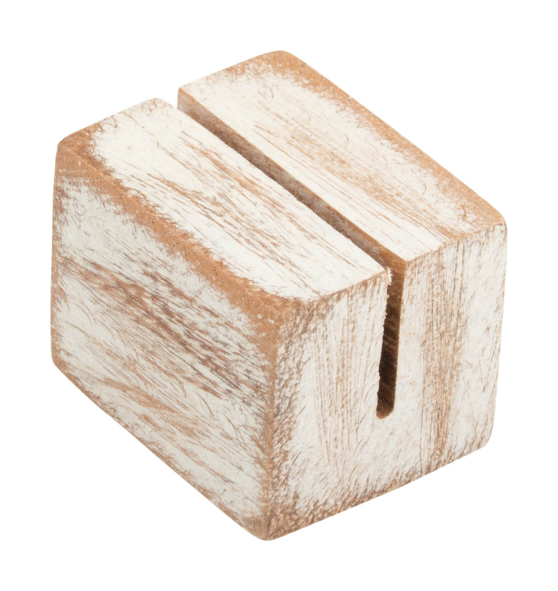 Kartenhalter Holz mini, white wash - 3x2,5x2,5cm