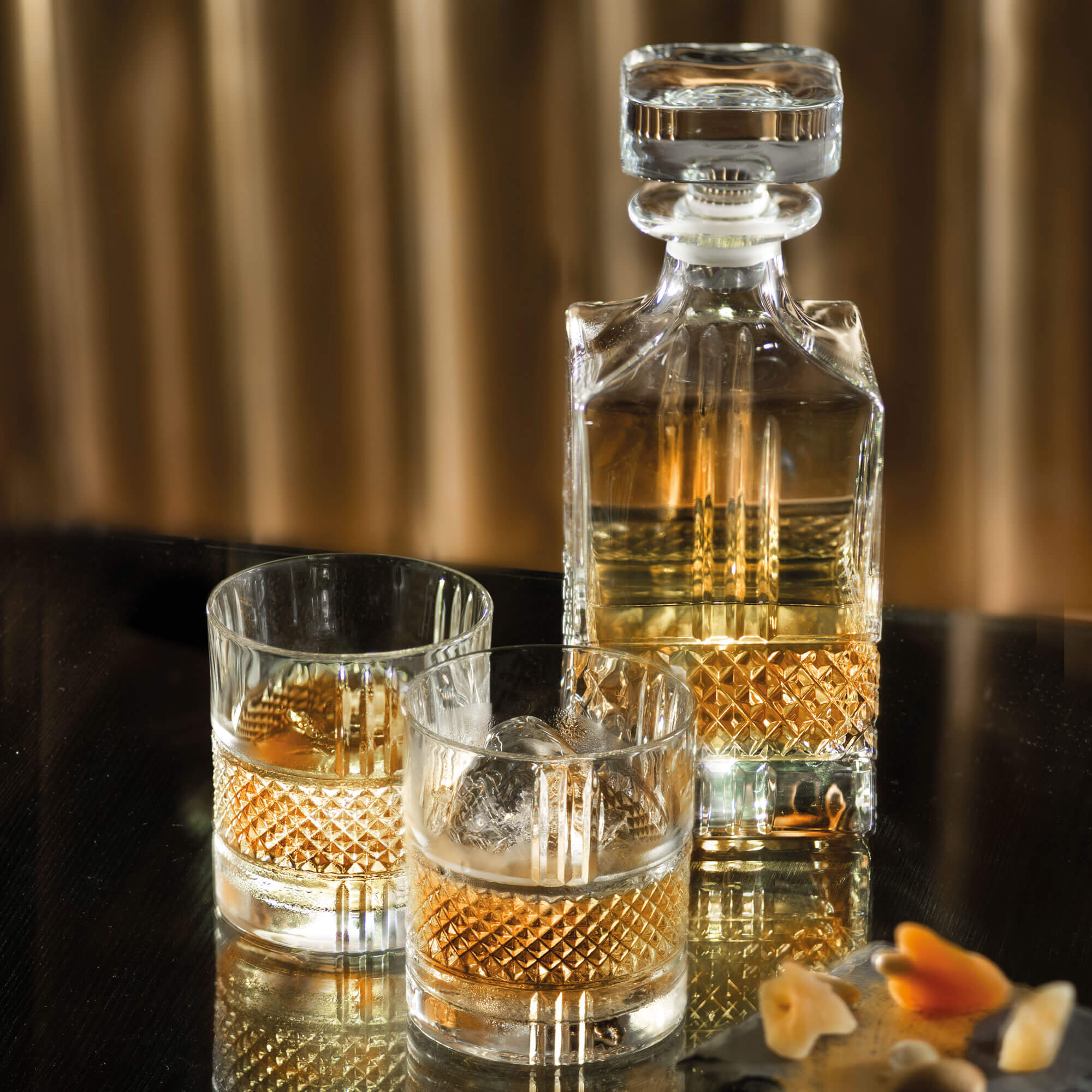 Whisky Set Brillante, RCR - 1 Karaffe + 6 Tumbler