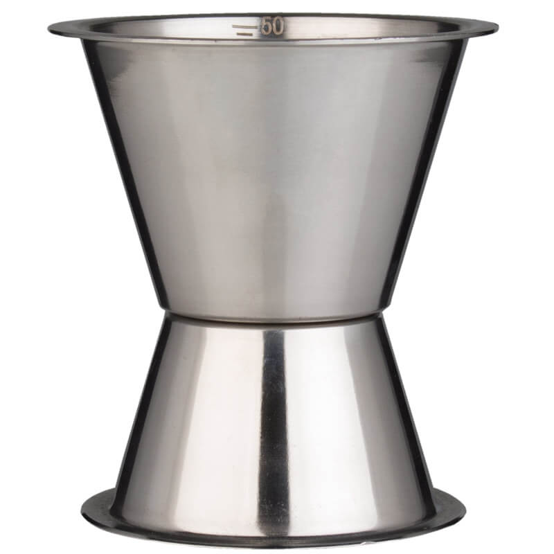 Doppelmessbecher 30/50ml, Skalierung - Edelstahl Doppelmessbecher 30/50ml, Skalierung - Edelstahl