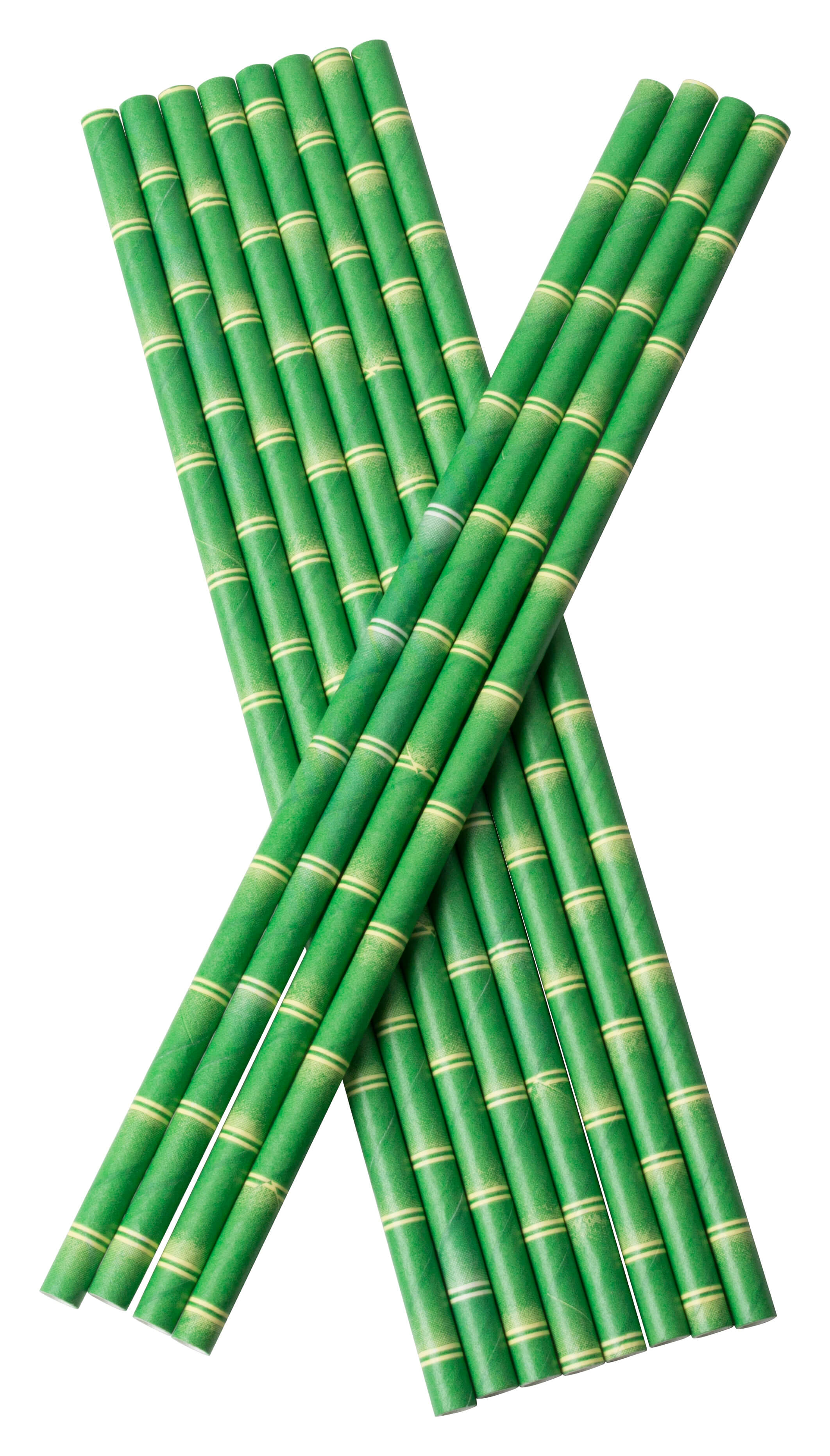 Trinkhalme, Papier (210x6mm), Bambus-Optik  - 100Stk.