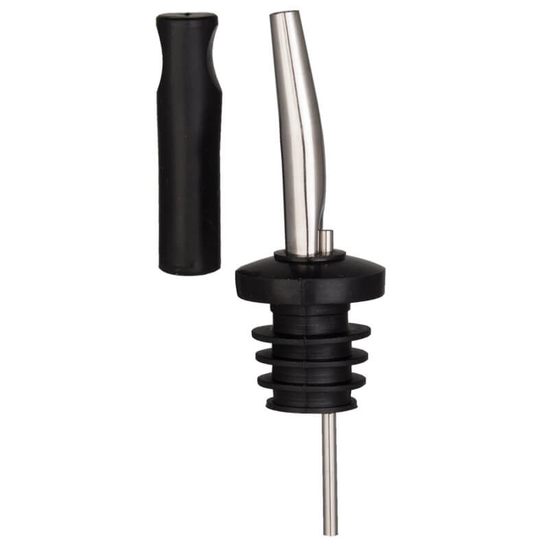 Ausgießer + Staubkappe schwarz - Edelstahl (6 Stk.)