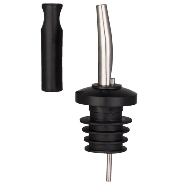 Ausgießer 1/2 Gallone + Staubkappe schwarz - Edelstahl, groß (6 Stk.)