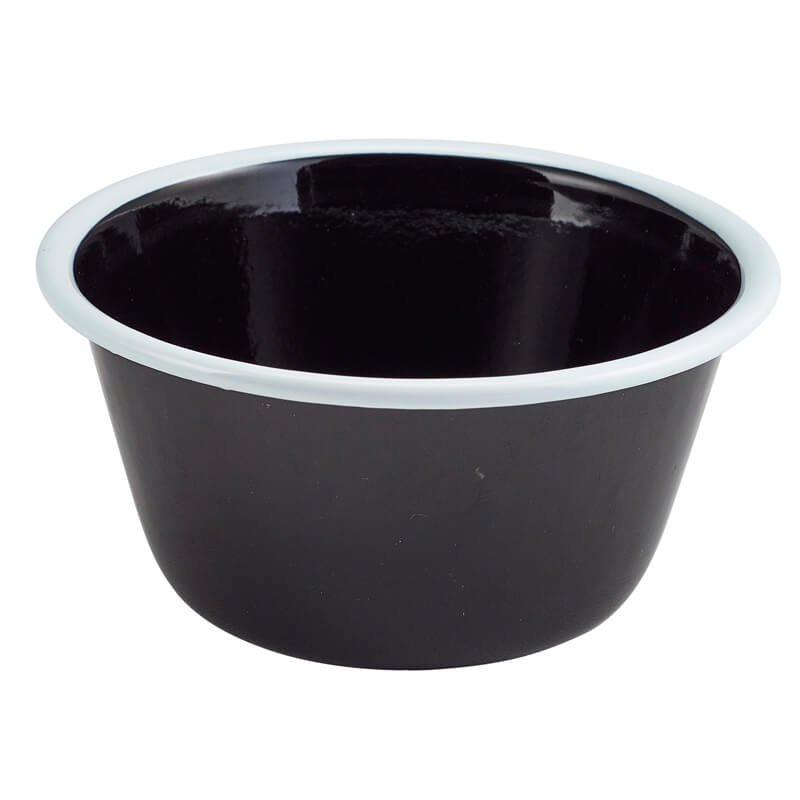 Emaille-Schale, schwarz mit weißem Rand - 500ml (12 Stk.) Emaille-Schale, schwarz mit weißem Rand - 500ml (12 Stk.)