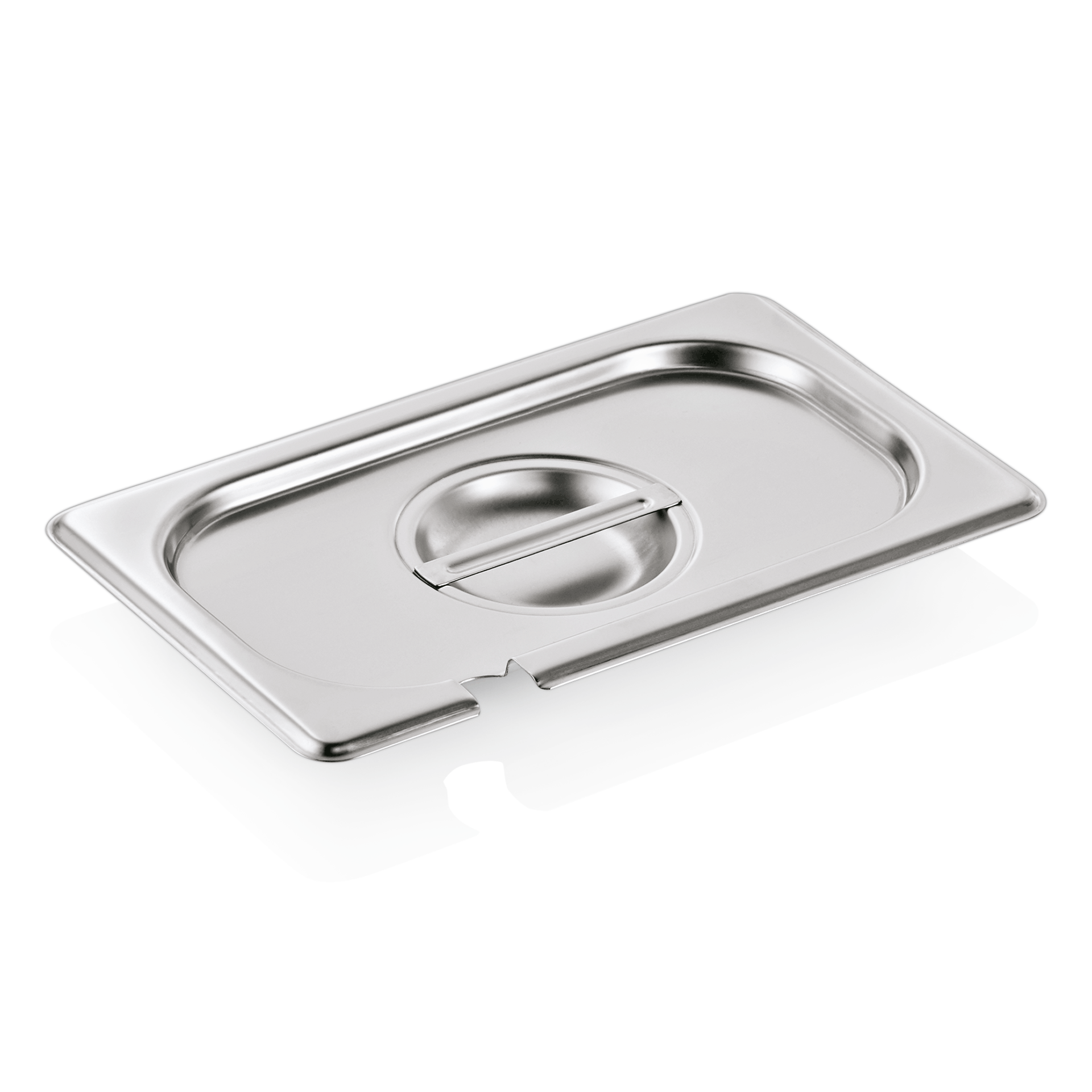 GN 1/4 Deckel, mit Löffelaussparung, CNS 18/8 (Serie GN SELECT) GN 1/4 Deckel, mit Löffelaussparung, CNS 18/8 (Serie GN SELECT)