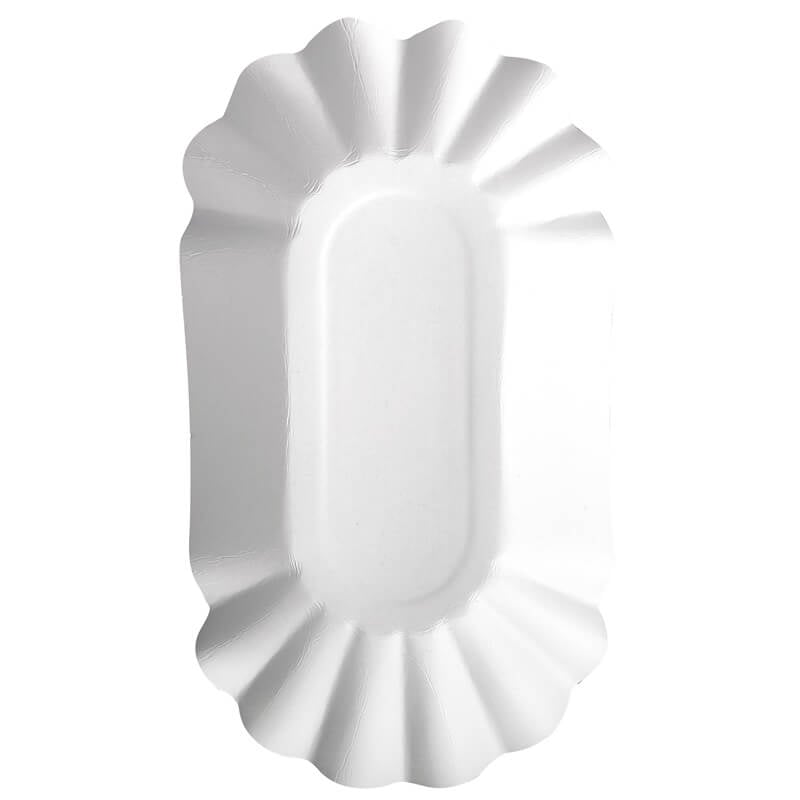 Schale oval, Pappe pure weiß - 10,5x20,0x3,5cm (1000 Stk.) Schale oval, Pappe pure weiß - 10,5x20,0x3,5cm (1000 Stk.)
