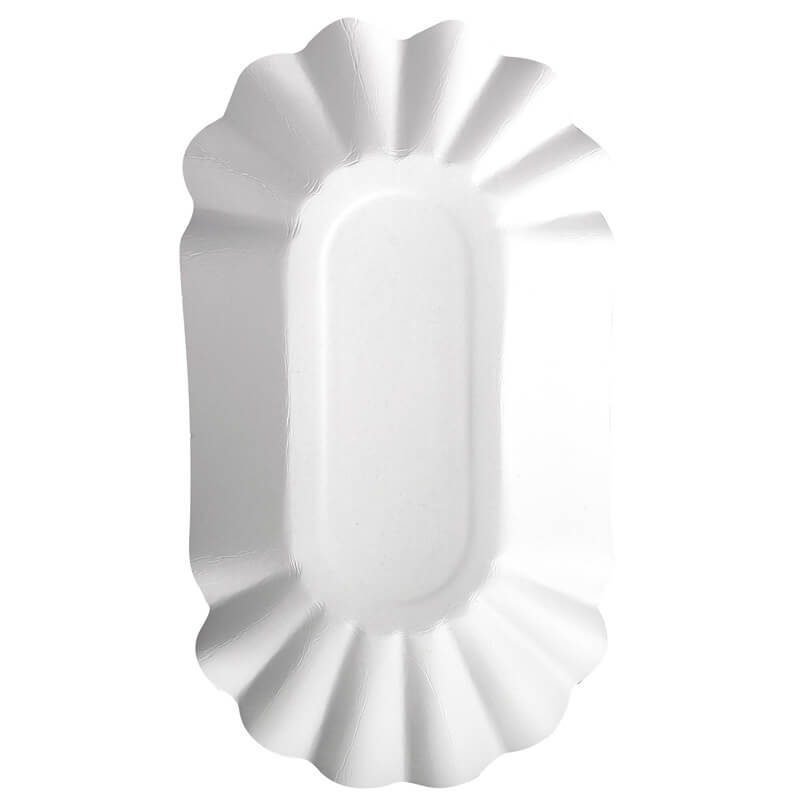 Schale oval, Pappe pure weiß - 10,5x20,0x3,5cm (250 Stk.) Schale oval, Pappe pure weiß - 10,5x20,0x3,5cm (250 Stk.)