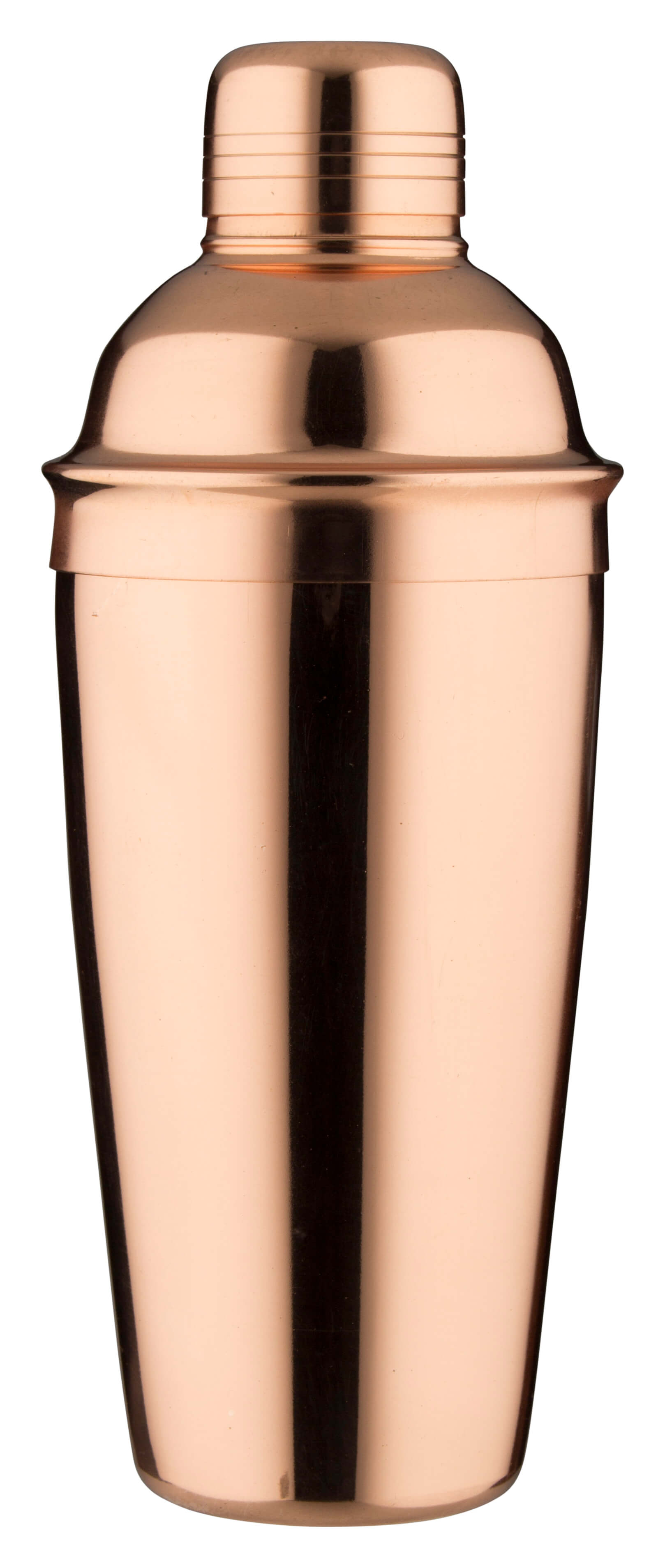 Cocktail Shaker, Edelstahl kupferfarben, poliert, dreiteilig - 700ml