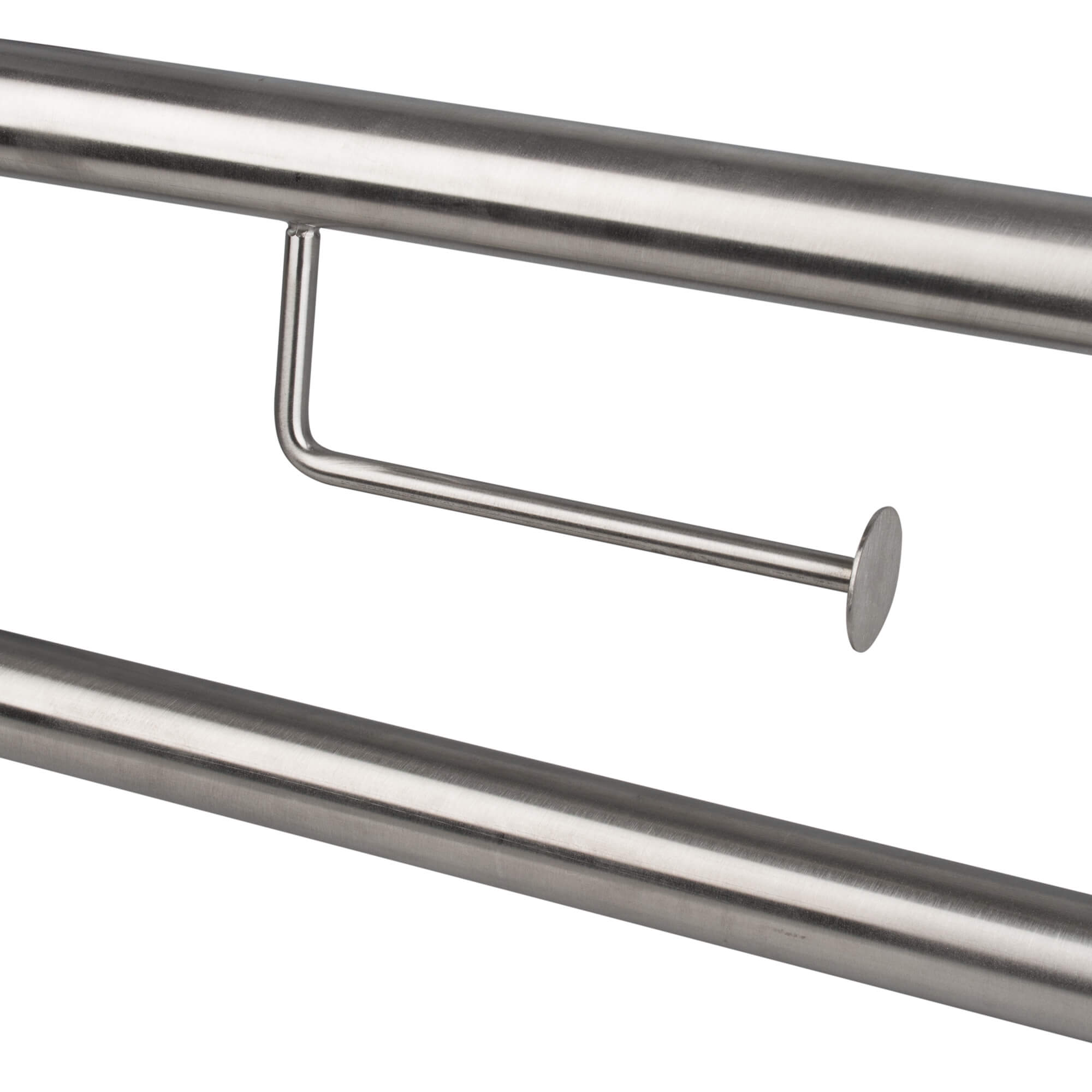 Handlauf klappbar mit Toilettenpapierhalter, Edelstahl, bogenförmig - 73cm